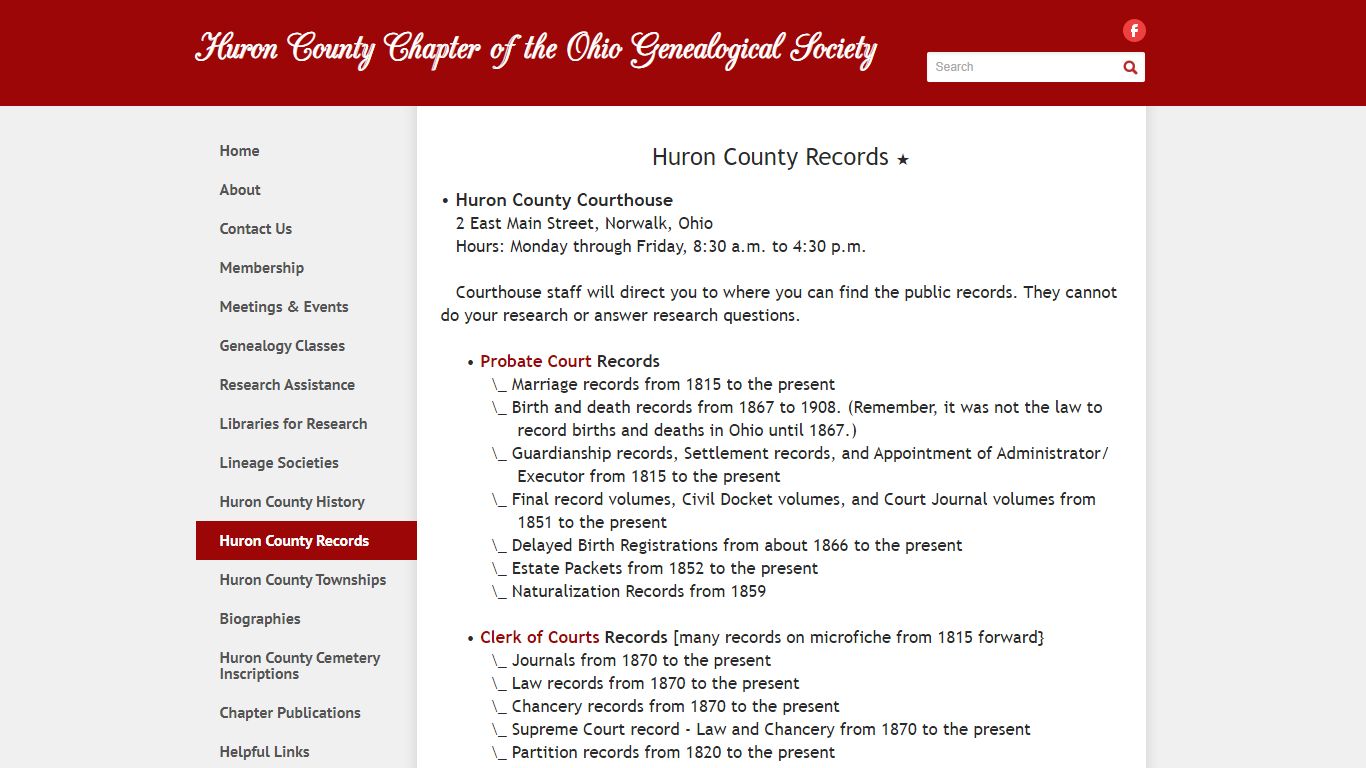 Huron County Records - Huron County Chapter of the Ohio Genealogical ...